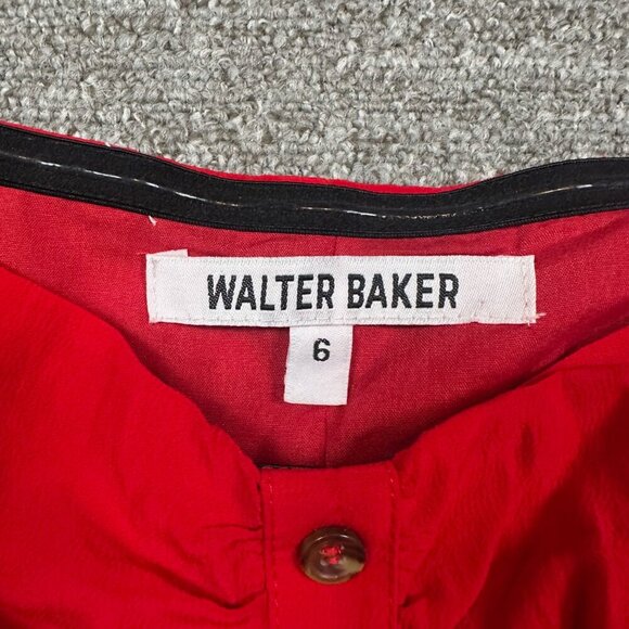 Walter Baker Odette Ruched Off Shoulder Dress Tomato Red Women's Size 6 - Picture 3 of 7